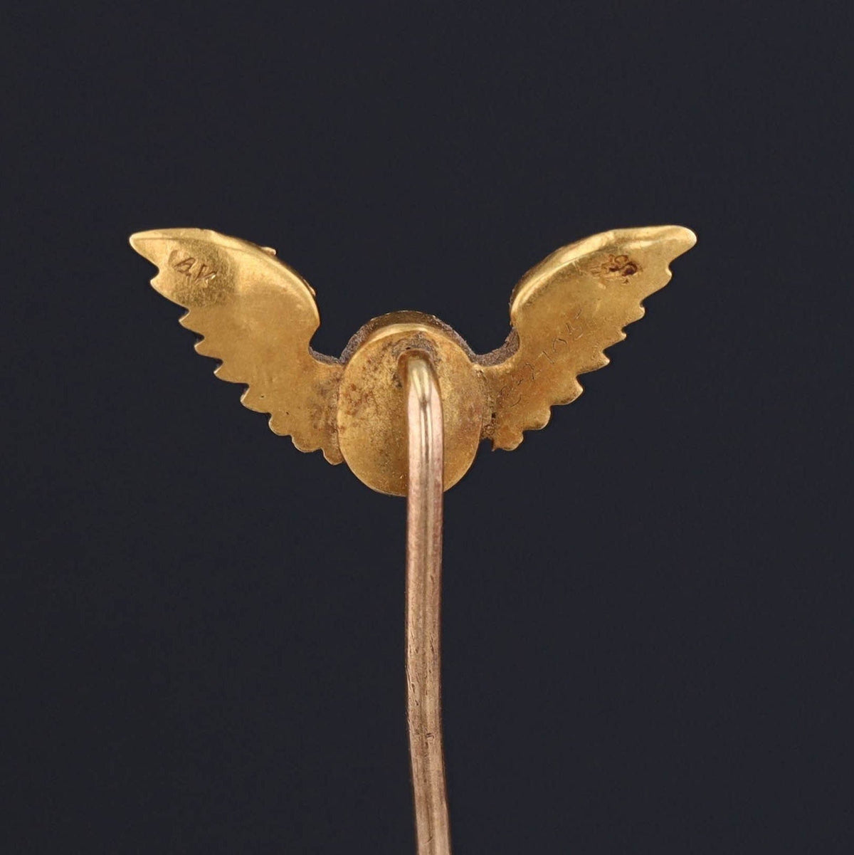 Antique Winged Opal Stick Pin | Opal and Enamel Stick Pin - Trademark Antiques