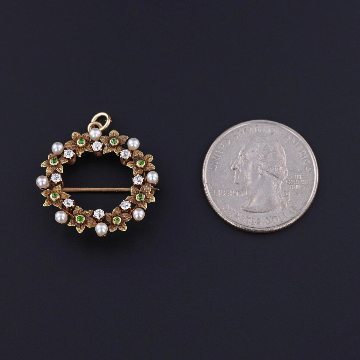 Antique Wreath Pendant Brooch of 14k Gold - Trademark Antiques