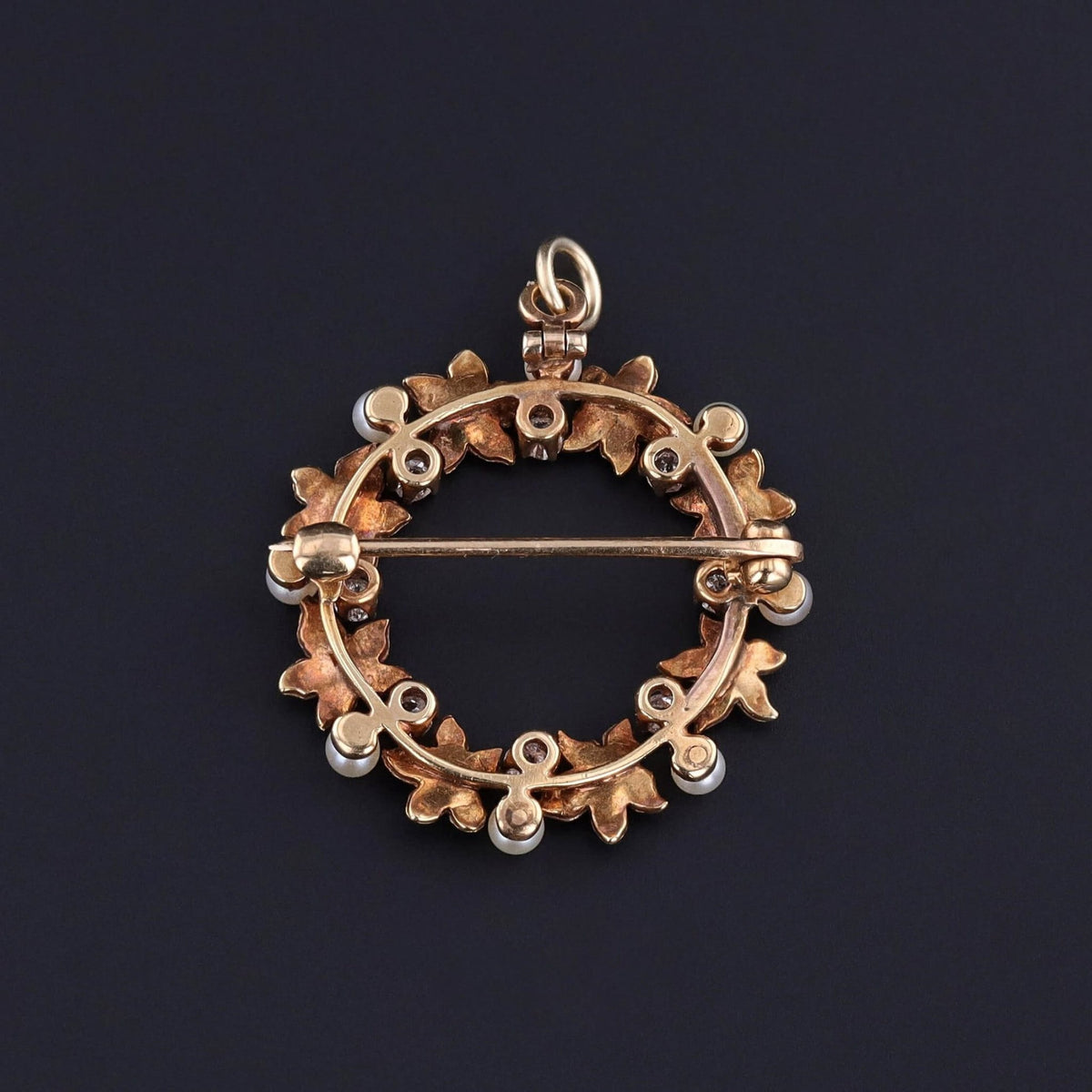 Antique Wreath Pendant Brooch of 14k Gold - Trademark Antiques