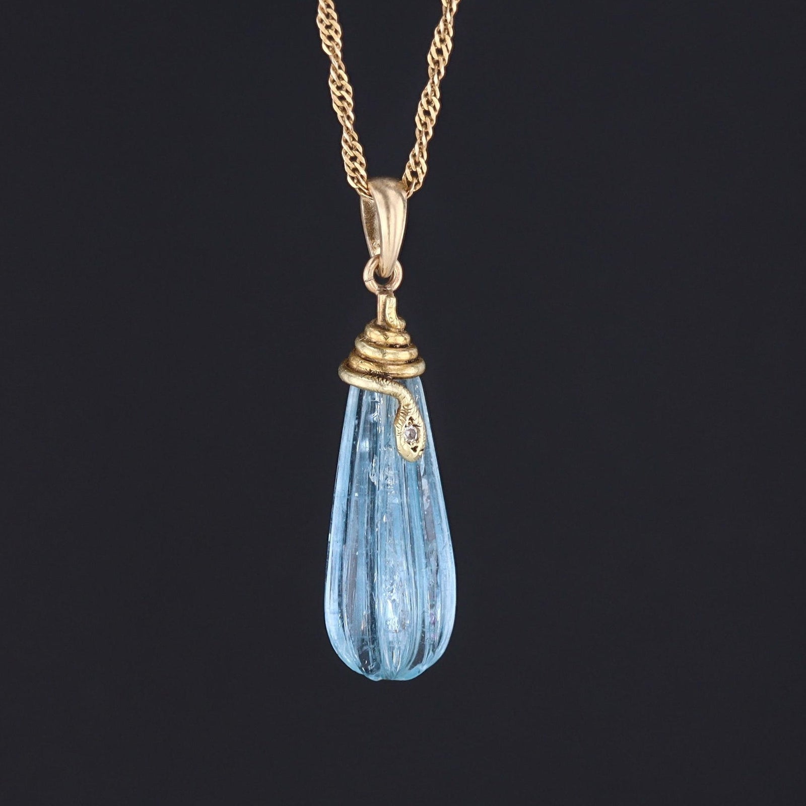 Aquamarine Pendant | Snake Pendant - Trademark Antiques
