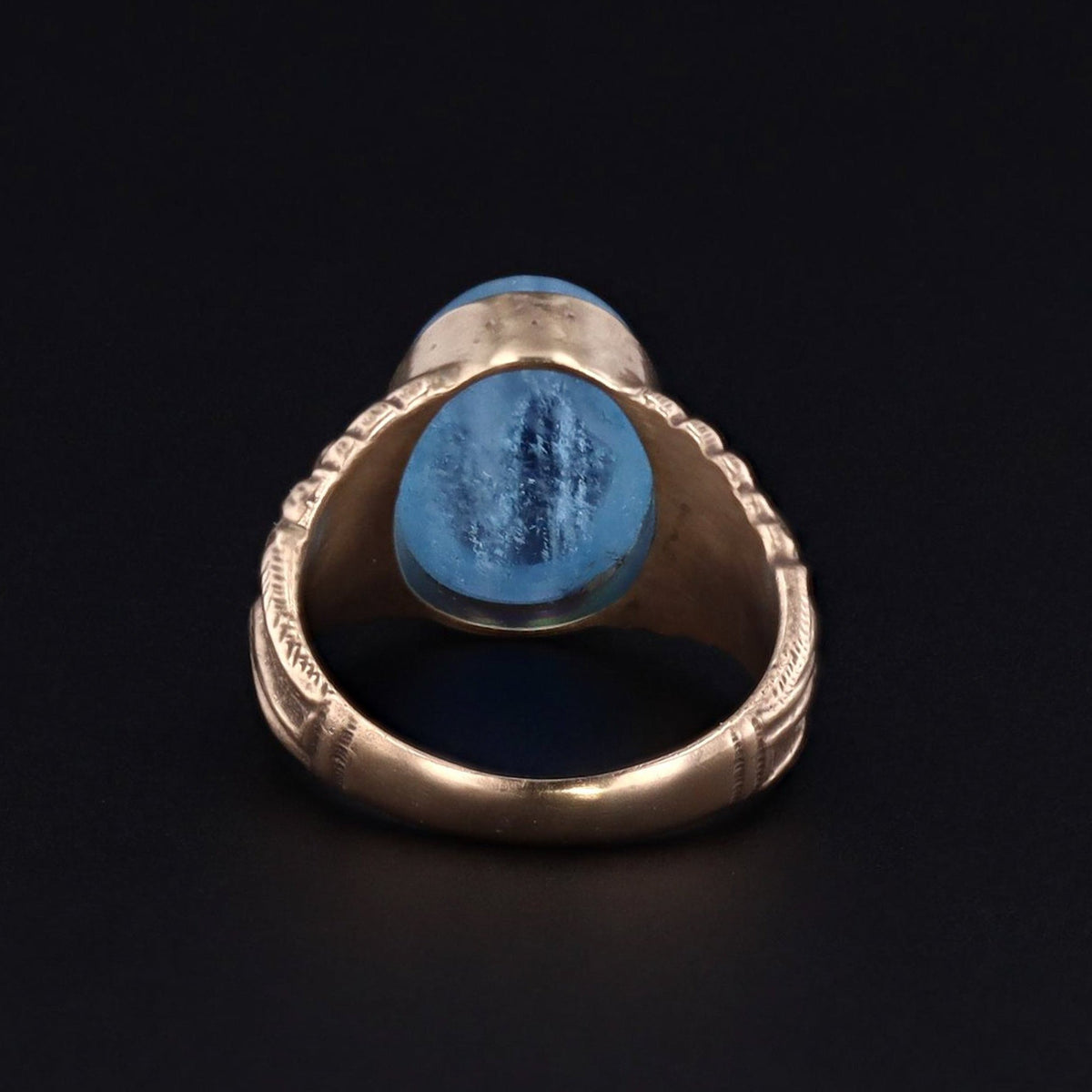 Aquamarine Ring | 14k Gold &amp; Aqua Griffin Ring - Trademark Antiques