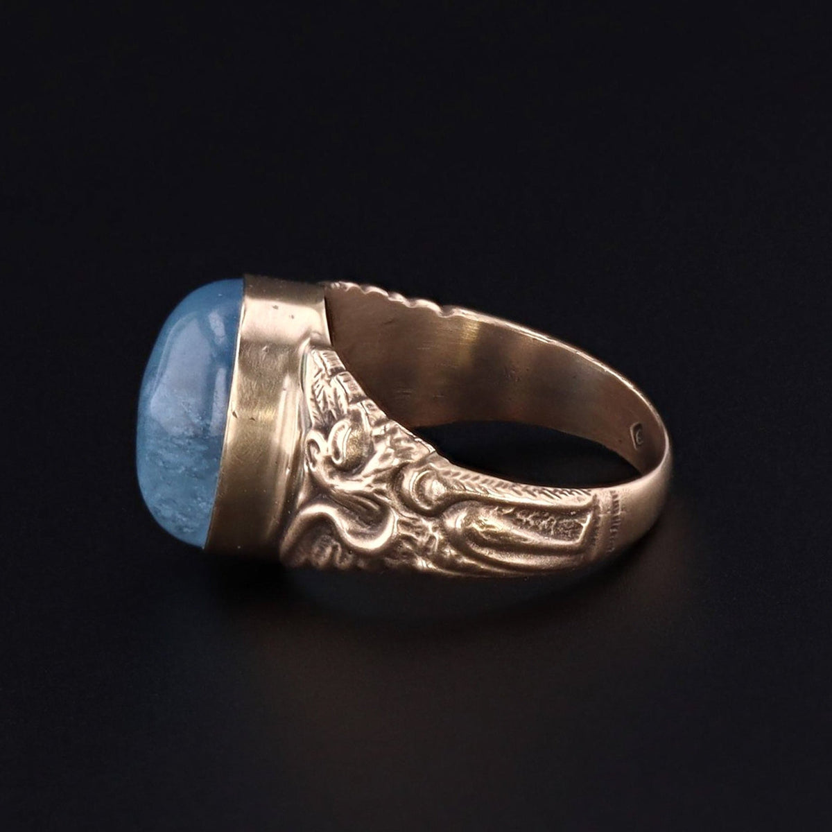 Aquamarine Ring | 14k Gold &amp; Aqua Griffin Ring - Trademark Antiques