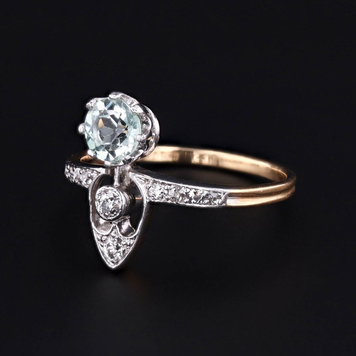 Aquamarine Ring | Aqua &amp; Diamond Ring - Trademark Antiques