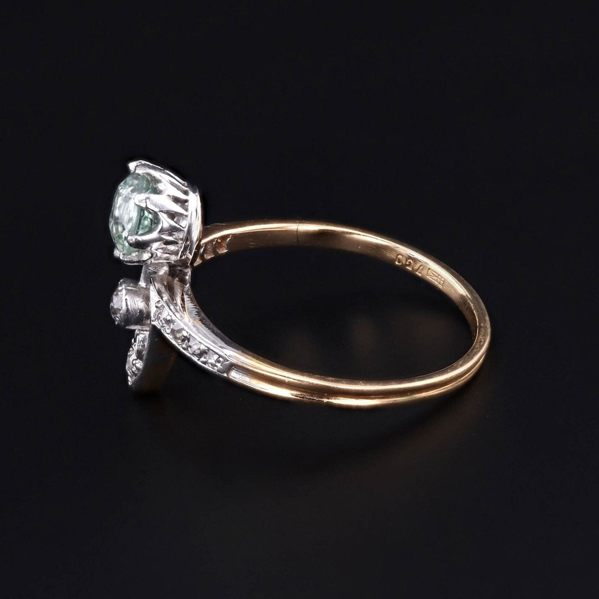 Aquamarine Ring | Aqua &amp; Diamond Ring - Trademark Antiques