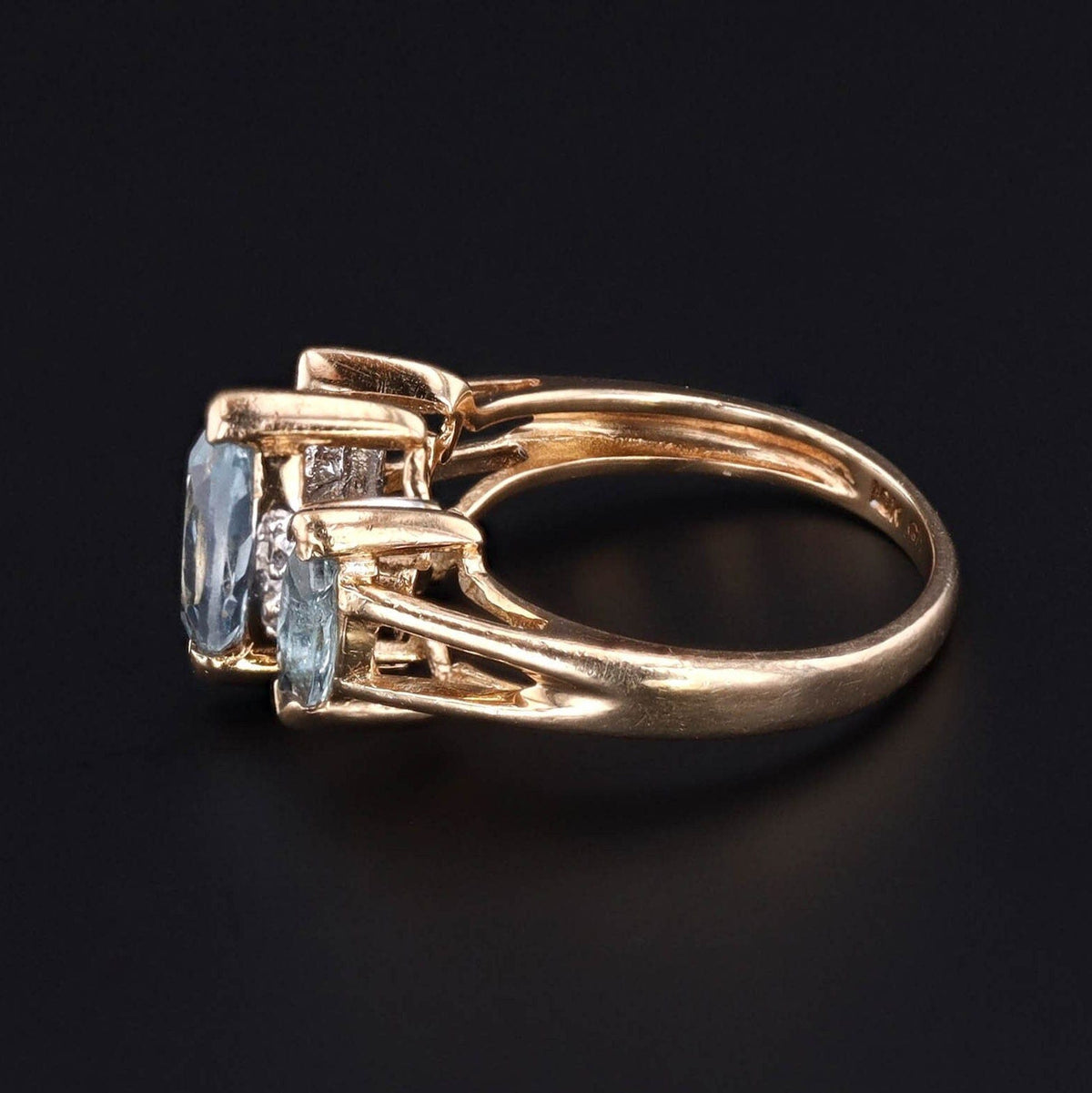 Aquamarine Ring | Aqua &amp; Diamond Ring - Trademark Antiques