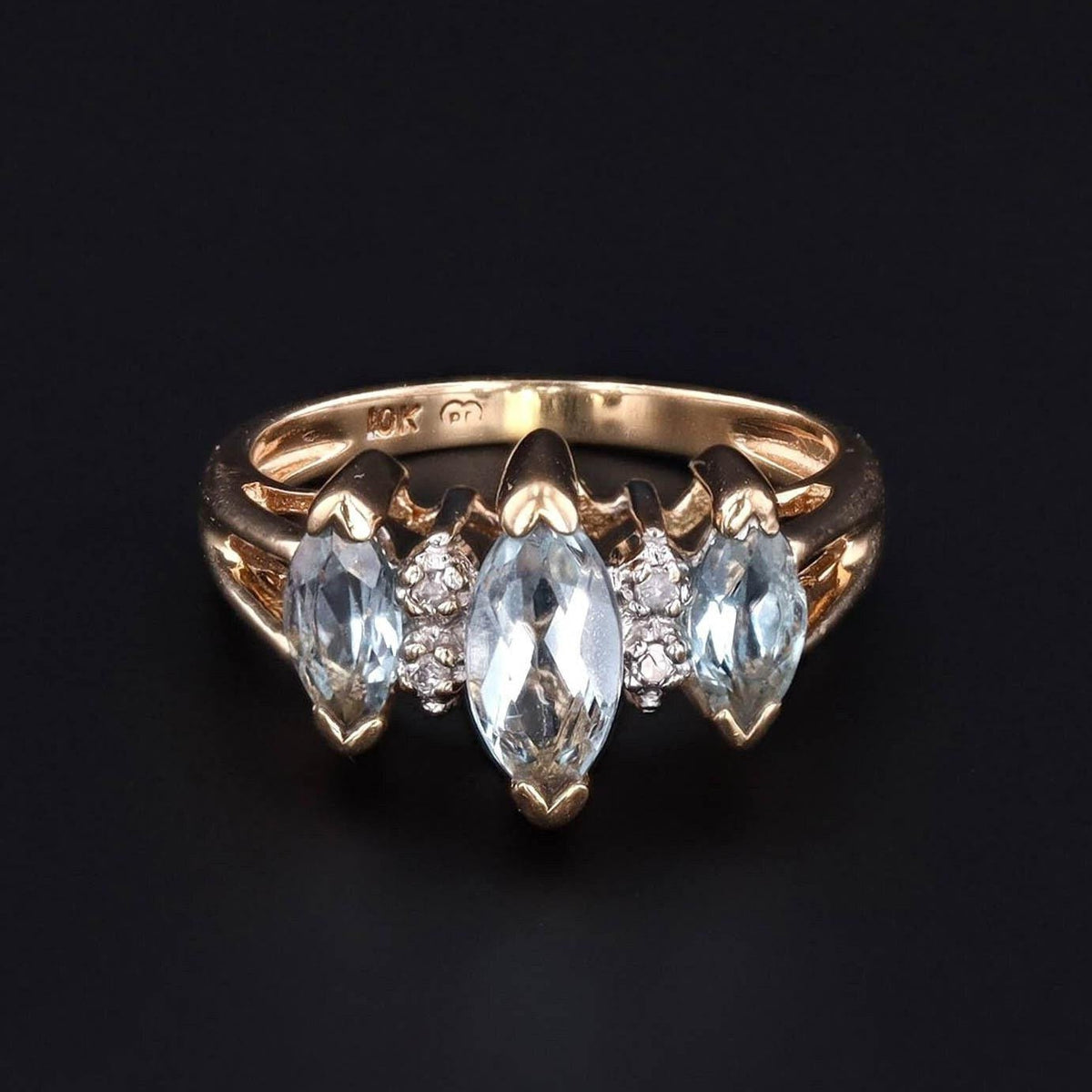 Aquamarine Ring | Aqua &amp; Diamond Ring - Trademark Antiques