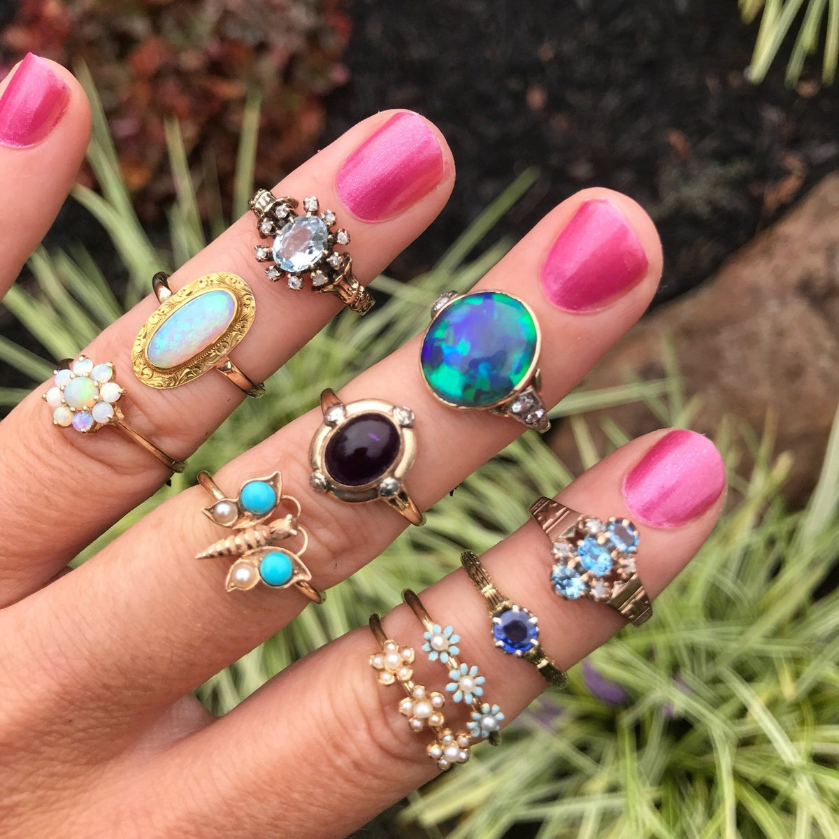 Aquamarine Ring | Aqua &amp; Diamond Ring - Trademark Antiques