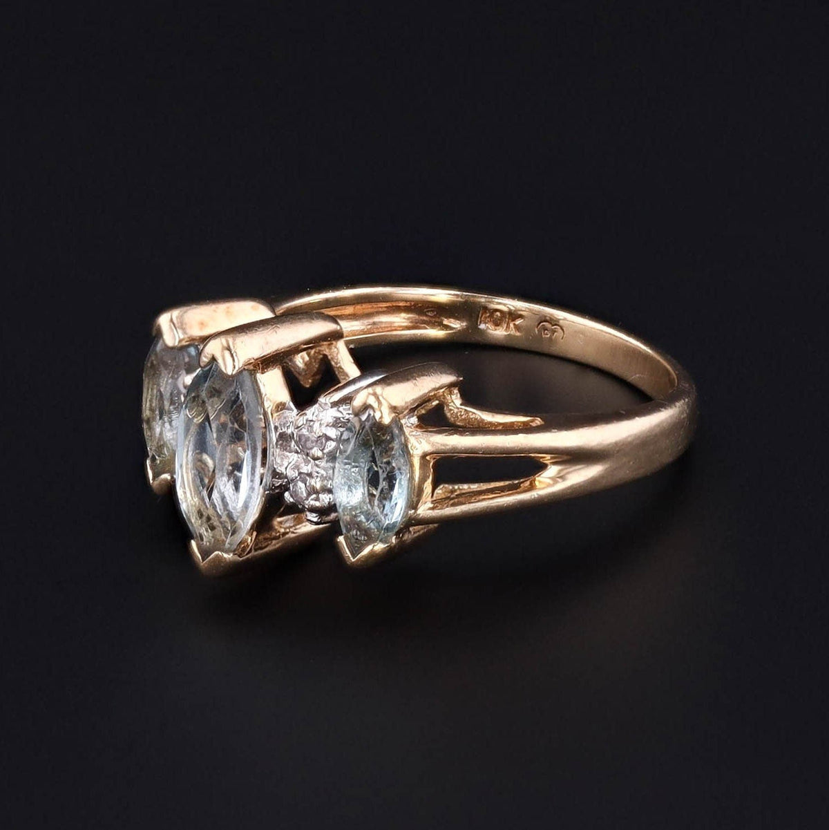 Aquamarine Ring | Aqua &amp; Diamond Ring - Trademark Antiques