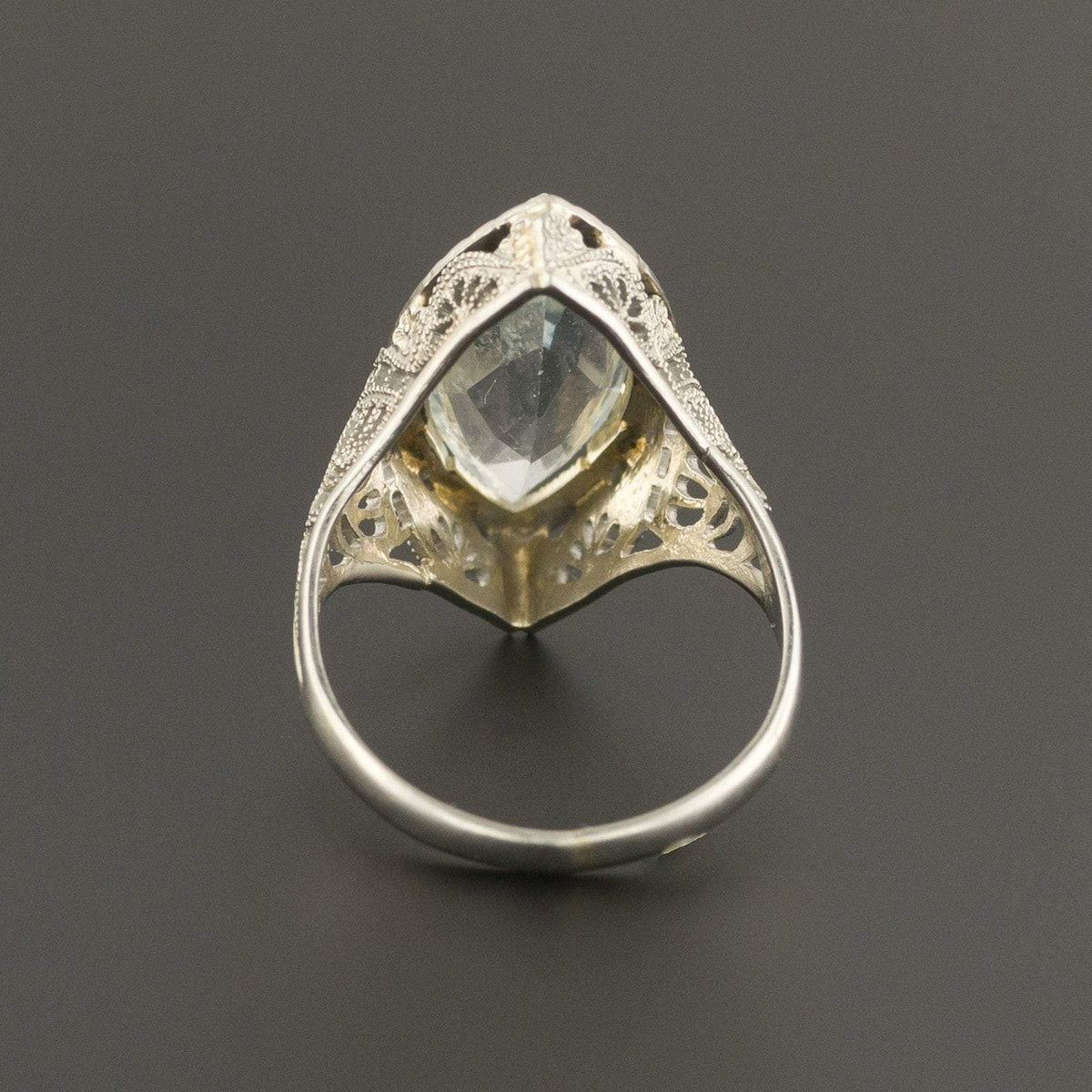 Aquamarine Ring | Aqua Filigree Ring - Trademark Antiques
