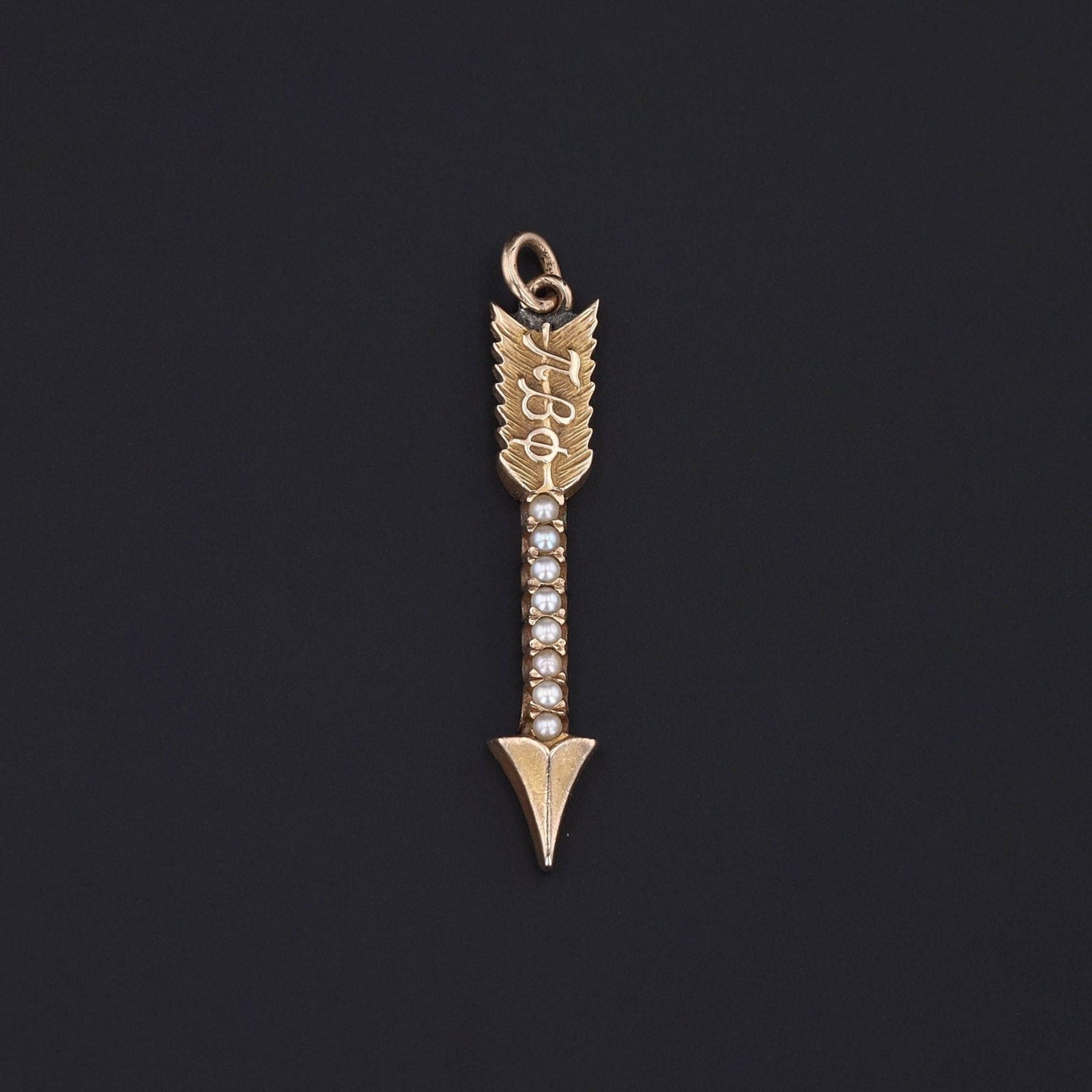 Arrow Pendant | 14k Gold & Pearl Pendant - Trademark Antiques