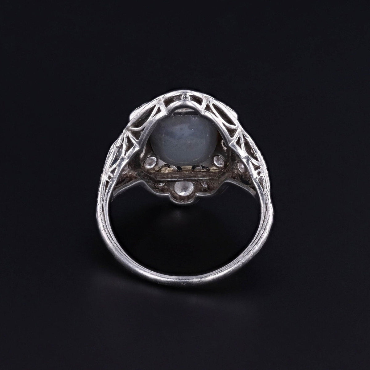 Art Deco Black Opal Ring of Platinum - Trademark Antiques