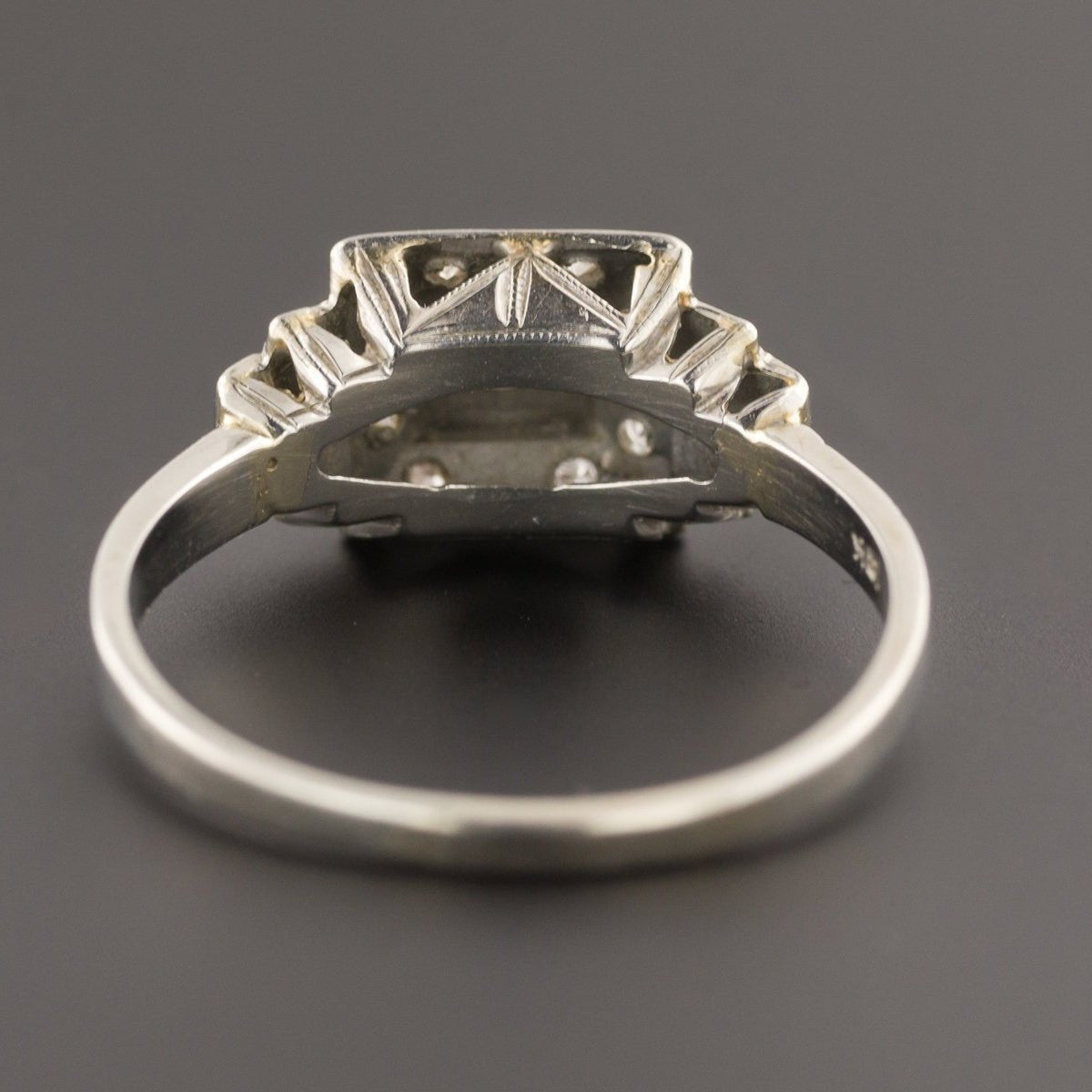Art Deco Diamond Ring | 18k White Gold Ring - Trademark Antiques