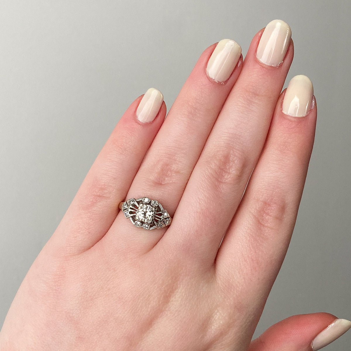 Art Deco Diamond Ring of 14k Gold - Trademark Antiques