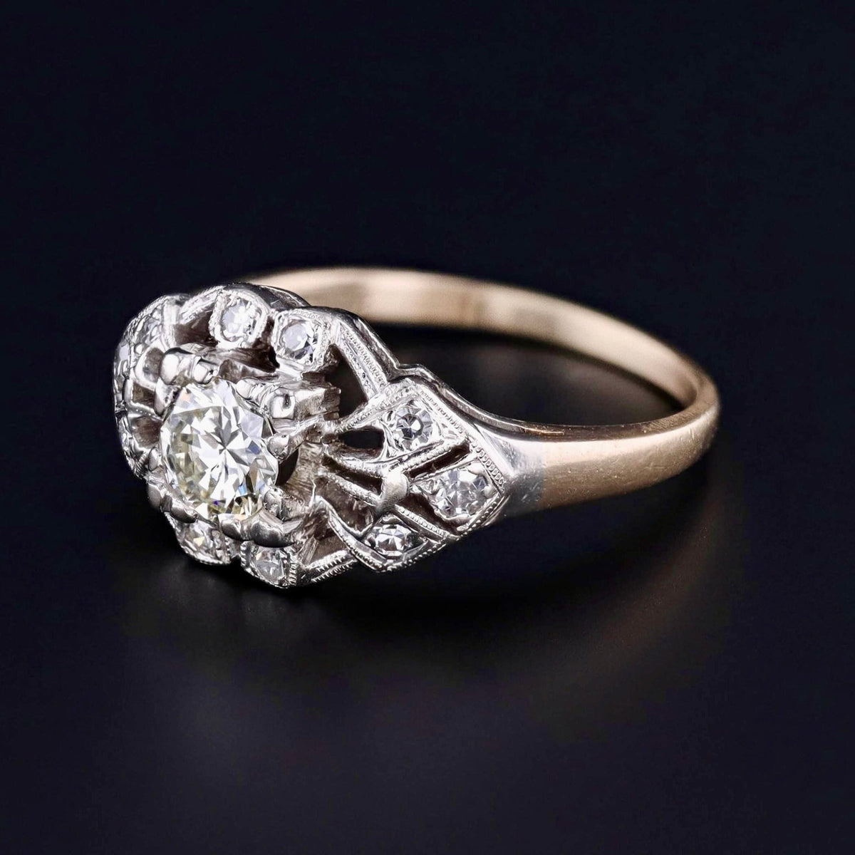 Art Deco Diamond Ring of 14k Gold - Trademark Antiques