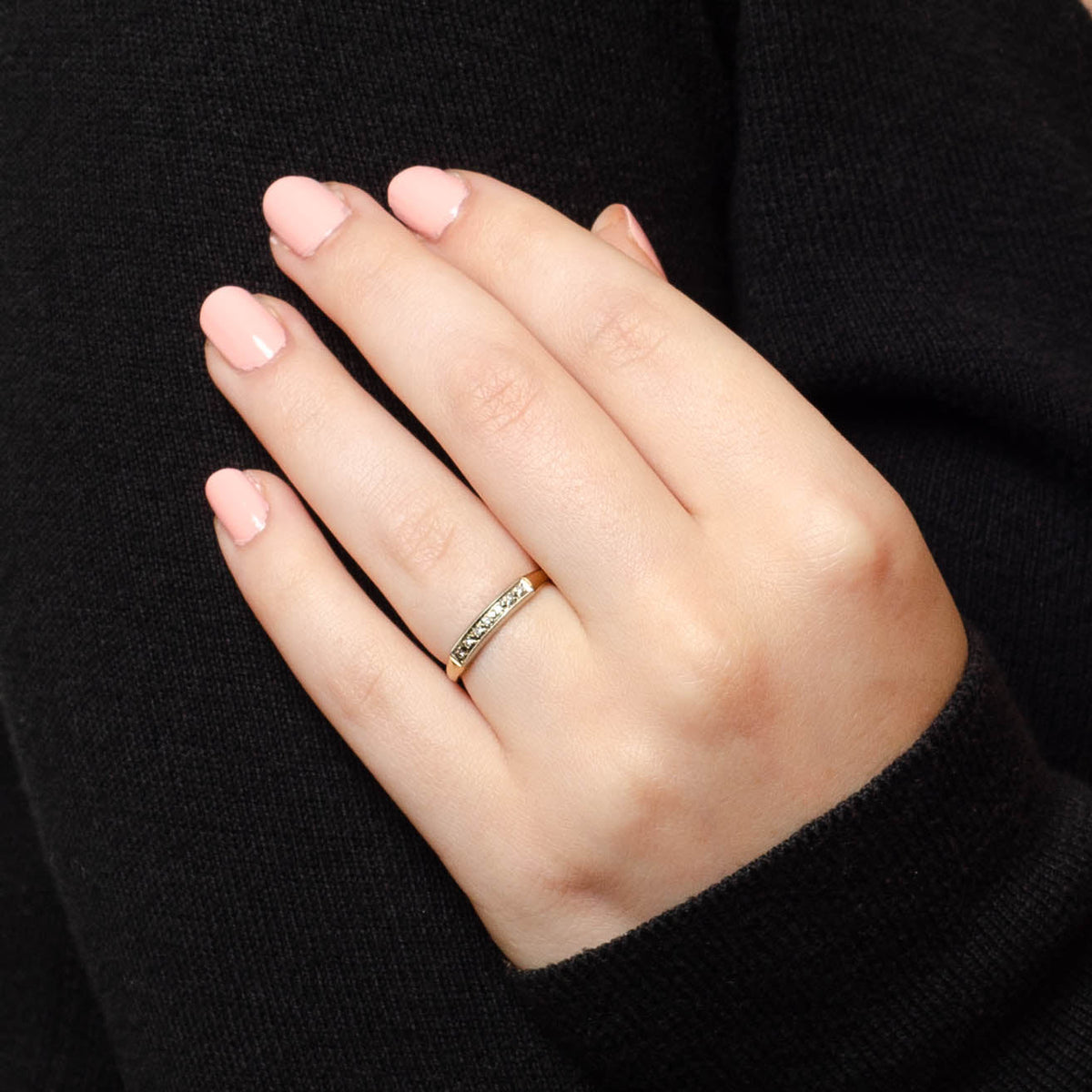 Art Deco Diamond Wedding Band in 14k Gold - Trademark Antiques