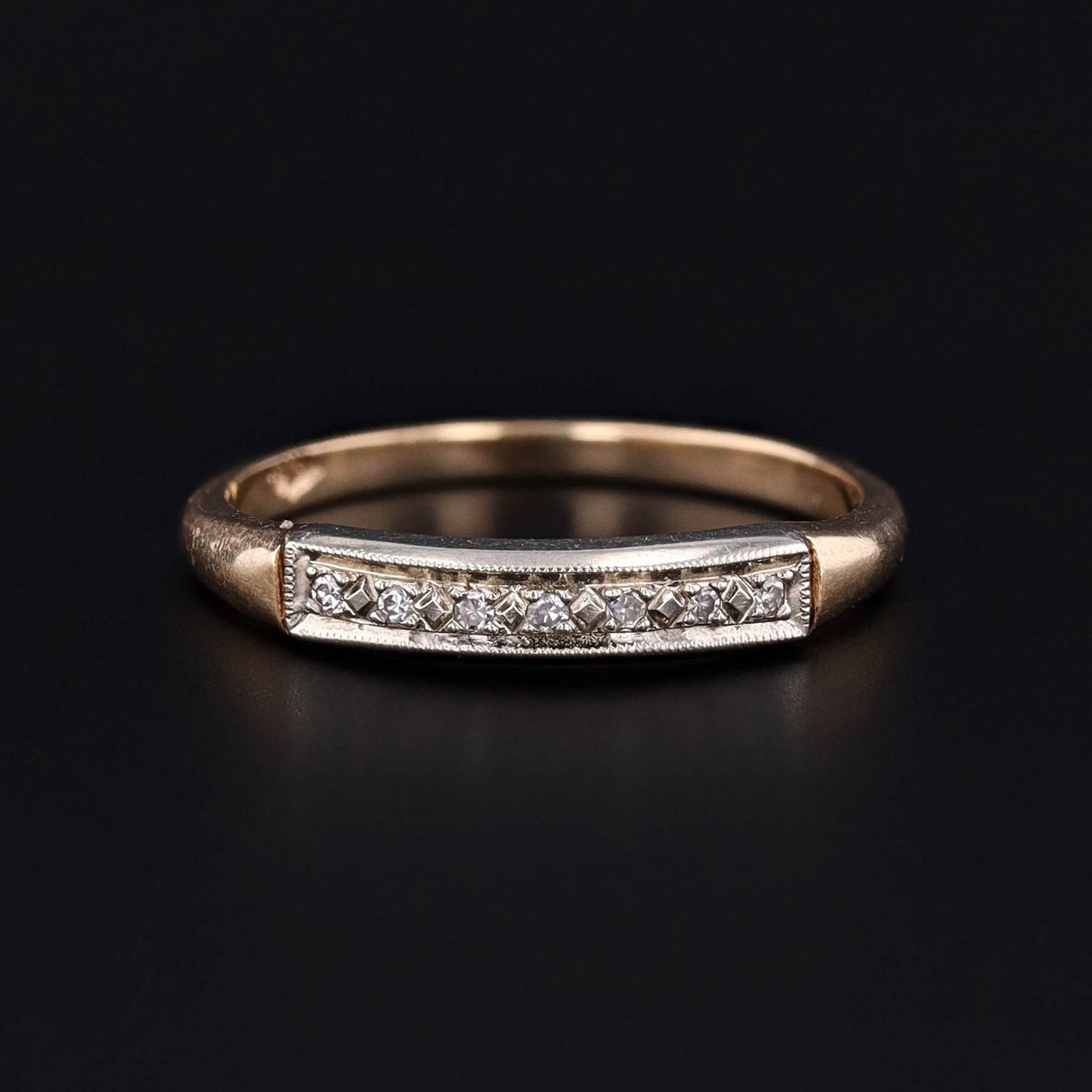 Art Deco Diamond Wedding Band in 14k Gold - Trademark Antiques