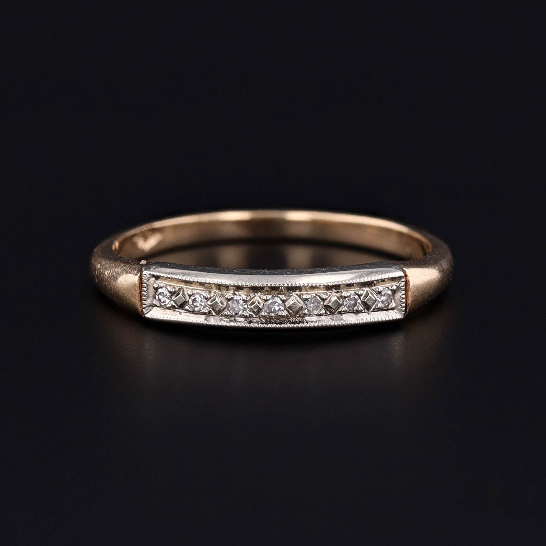 Art Deco Diamond Wedding Band in 14k Gold - Trademark Antiques
