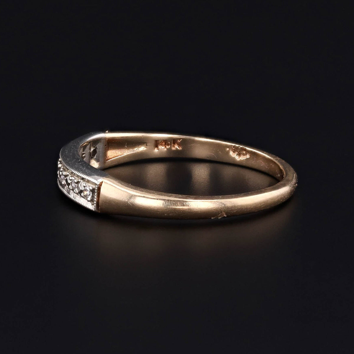 Art Deco Diamond Wedding Band in 14k Gold - Trademark Antiques