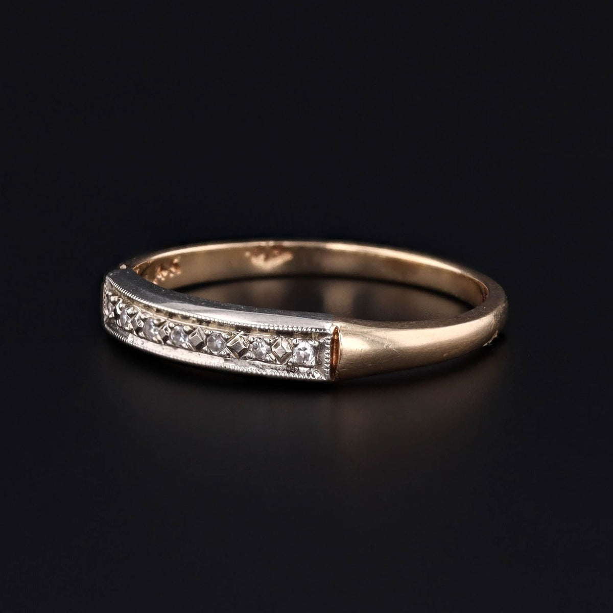 Art Deco Diamond Wedding Band in 14k Gold - Trademark Antiques