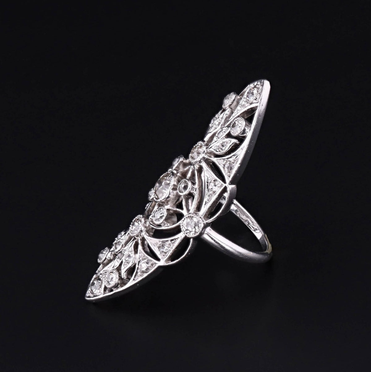 Art Deco Elongated Diamond Ring with Appraisal - Trademark Antiques