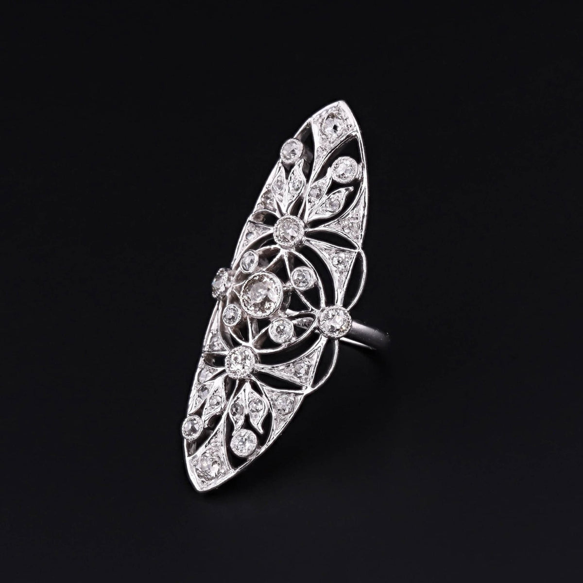 Art Deco Elongated Diamond Ring with Appraisal - Trademark Antiques