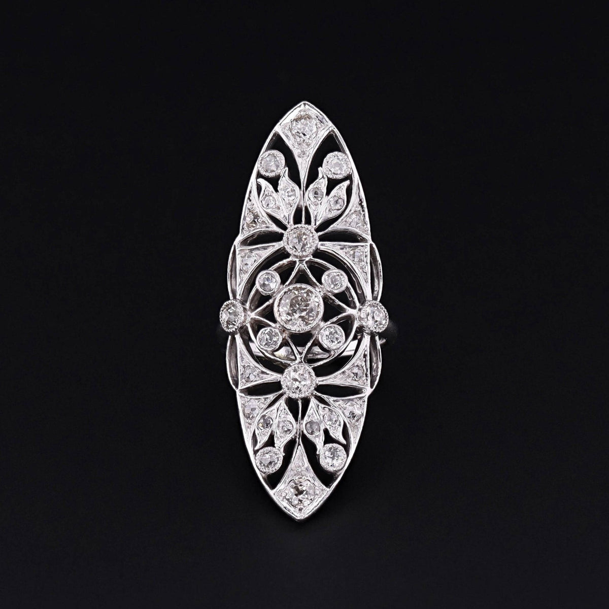 Art Deco Elongated Diamond Ring with Appraisal - Trademark Antiques