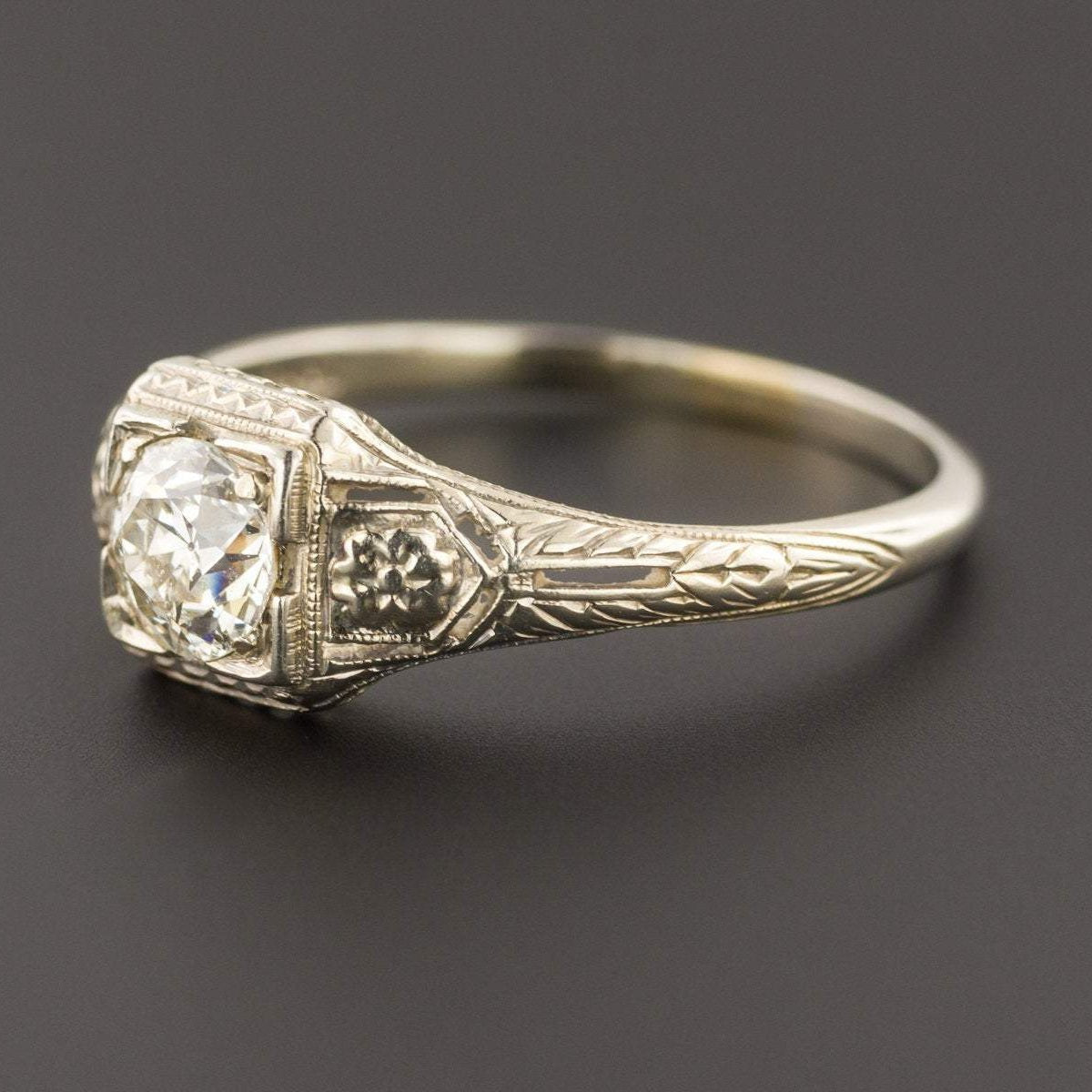 Art Deco Engagement Ring | Deco Diamond Ring - Trademark Antiques