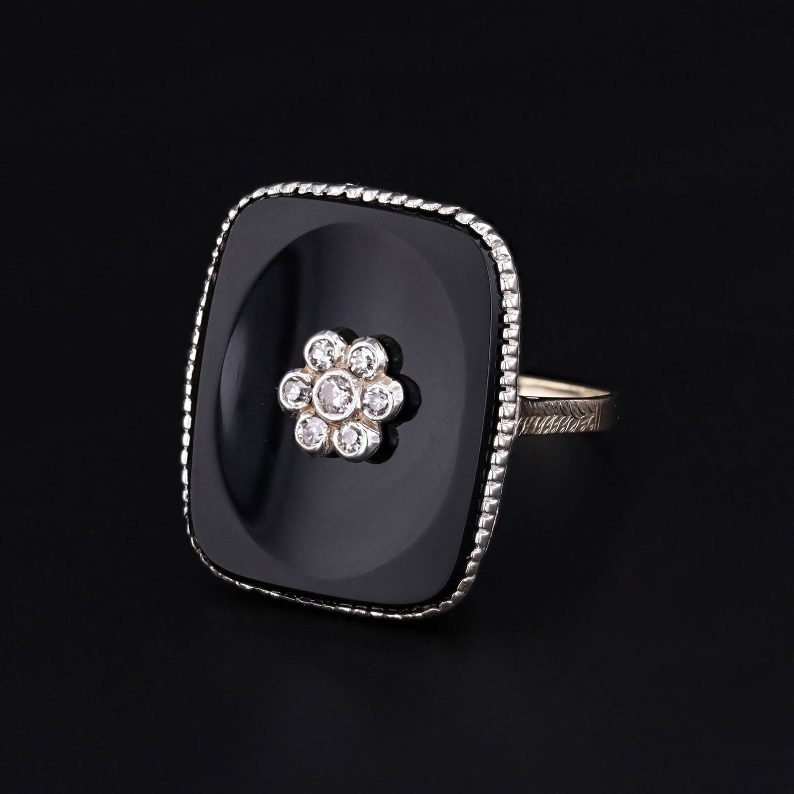 Art Deco Onyx and Diamond Ring - Trademark Antiques