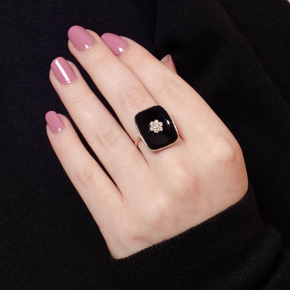 Art Deco Onyx and Diamond Ring - Trademark Antiques