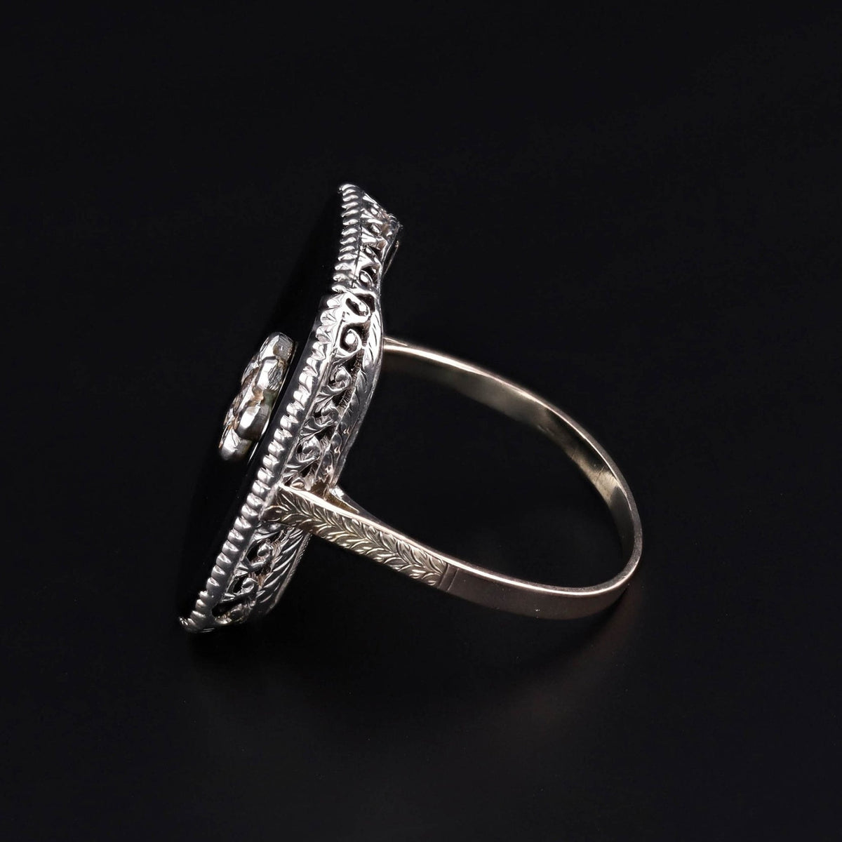 Art Deco Onyx and Diamond Ring - Trademark Antiques