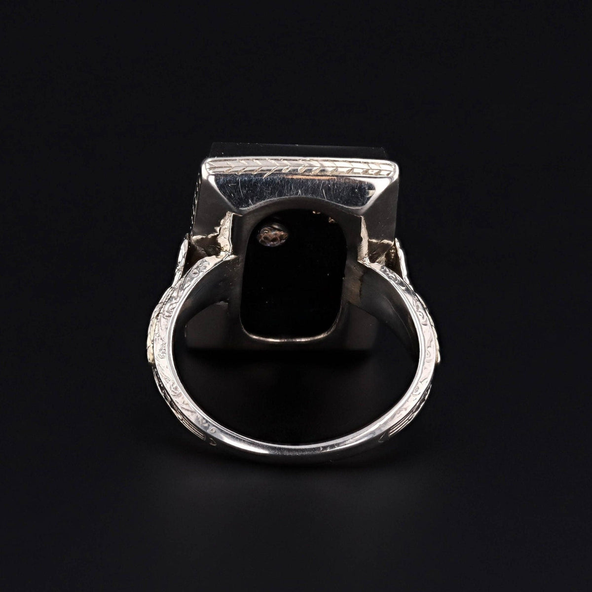 Art Deco Onyx and Diamond Swallow Bird Ring - Trademark Antiques
