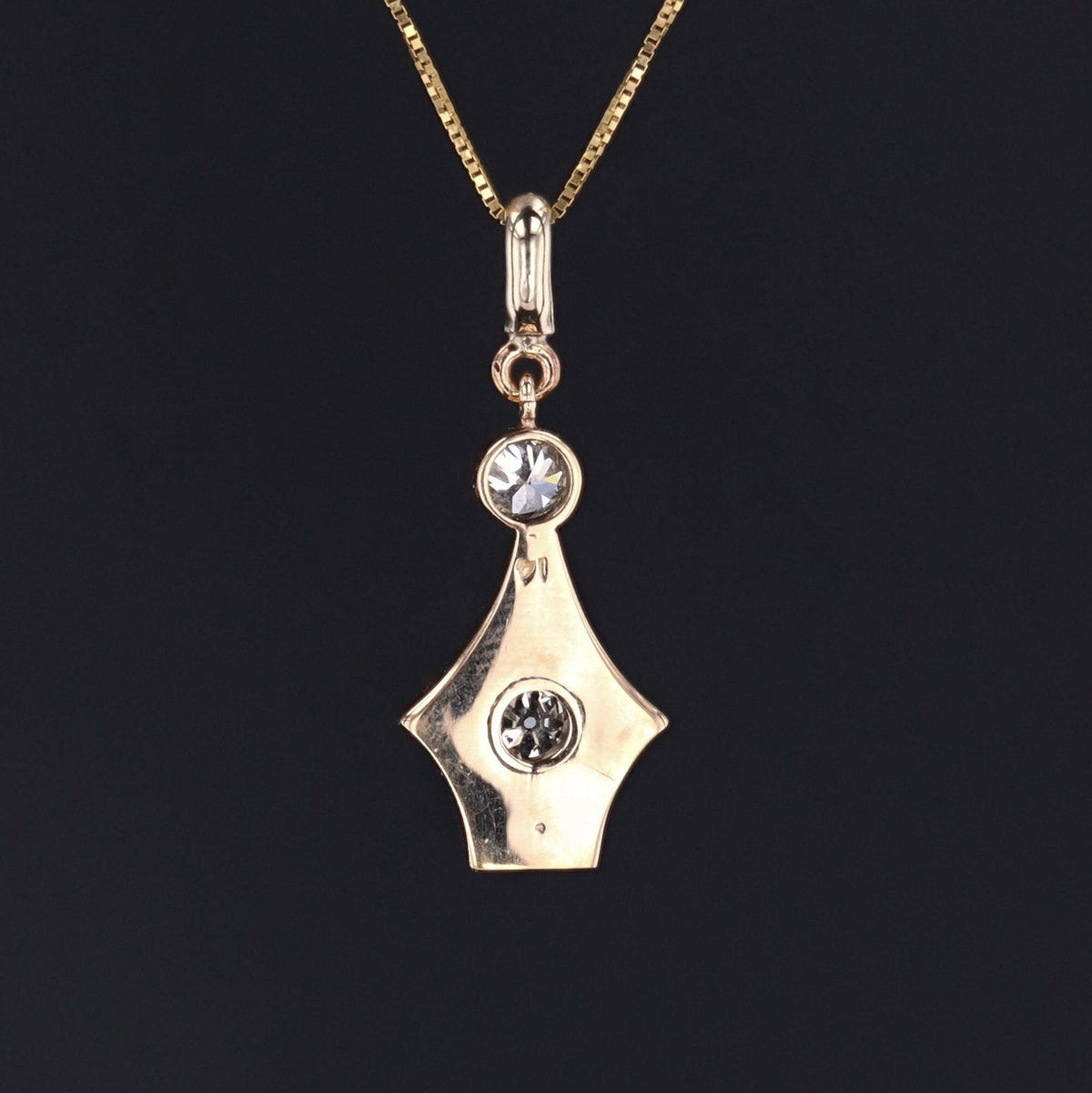 Art Deco Onyx Pendant | Diamond &amp; Onyx Pendant - Trademark Antiques