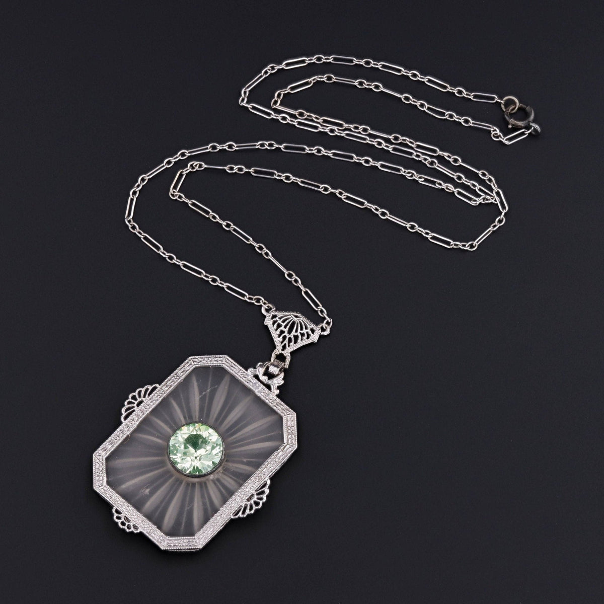 Art Deco Rock Crystal Necklace of 14k Gold - Trademark Antiques