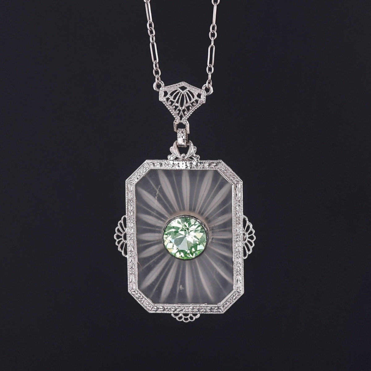 Art Deco Rock Crystal Necklace of 14k Gold - Trademark Antiques