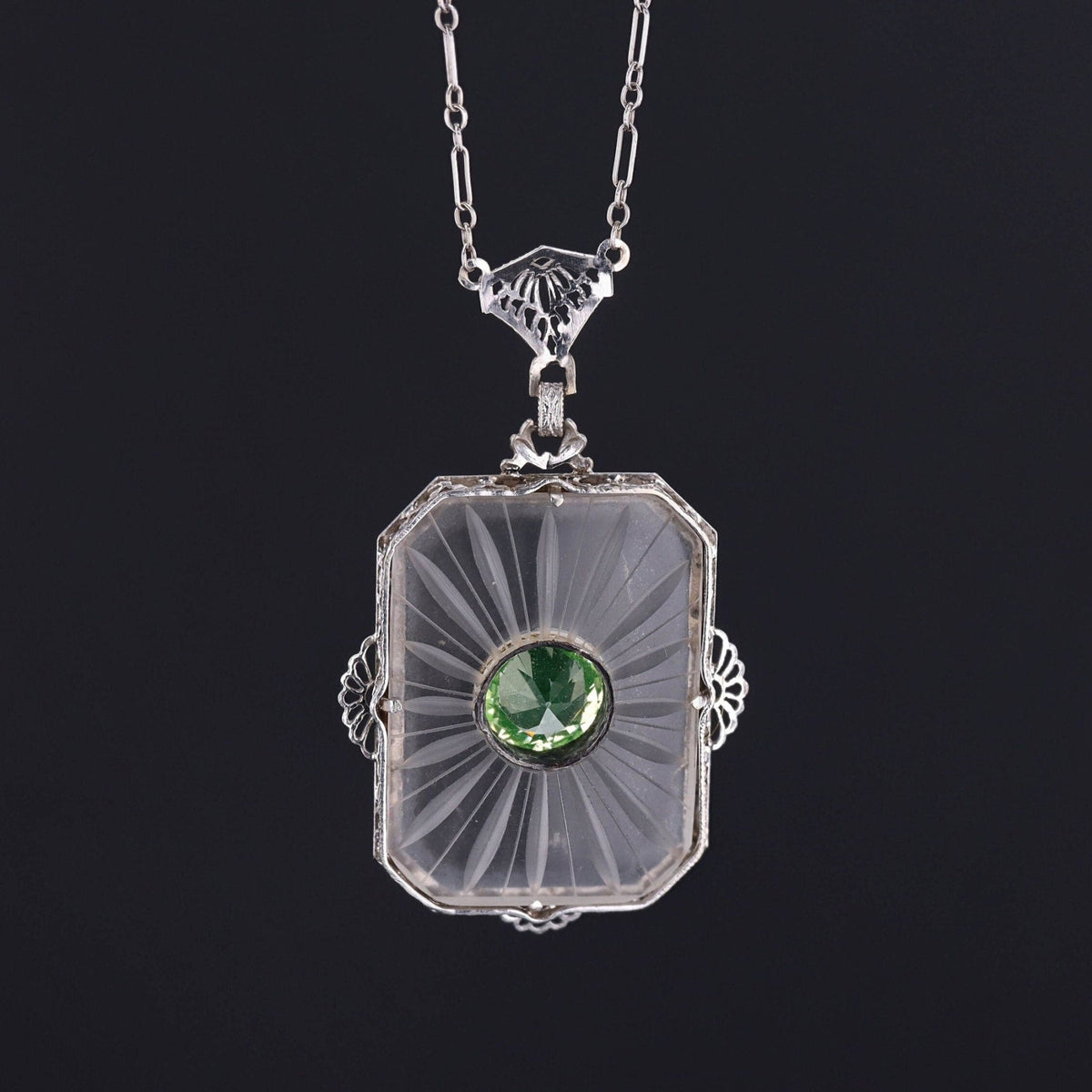 Art Deco Rock Crystal Necklace of 14k Gold - Trademark Antiques