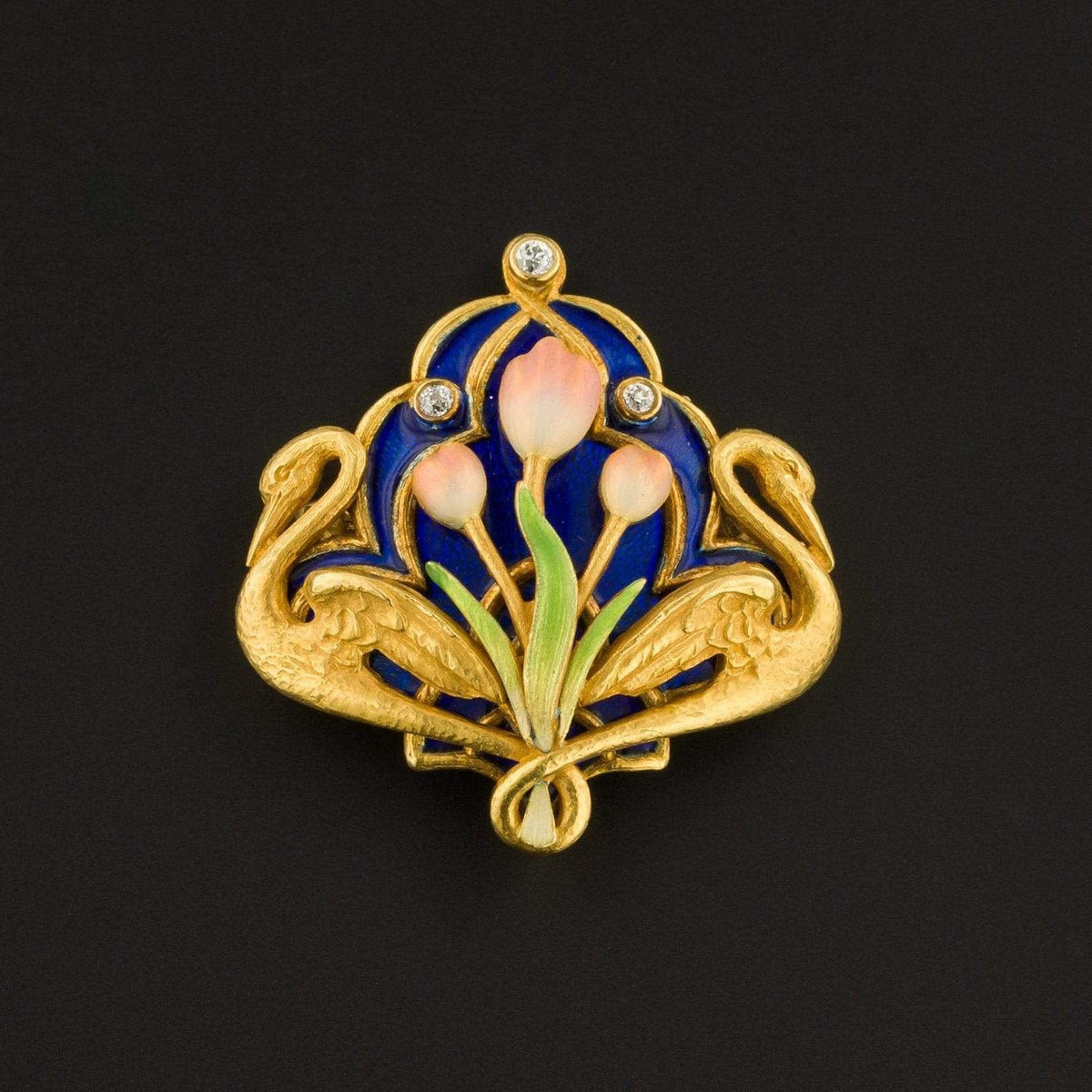 Art Nouveau Brooch | Enamel Brooch - Trademark Antiques