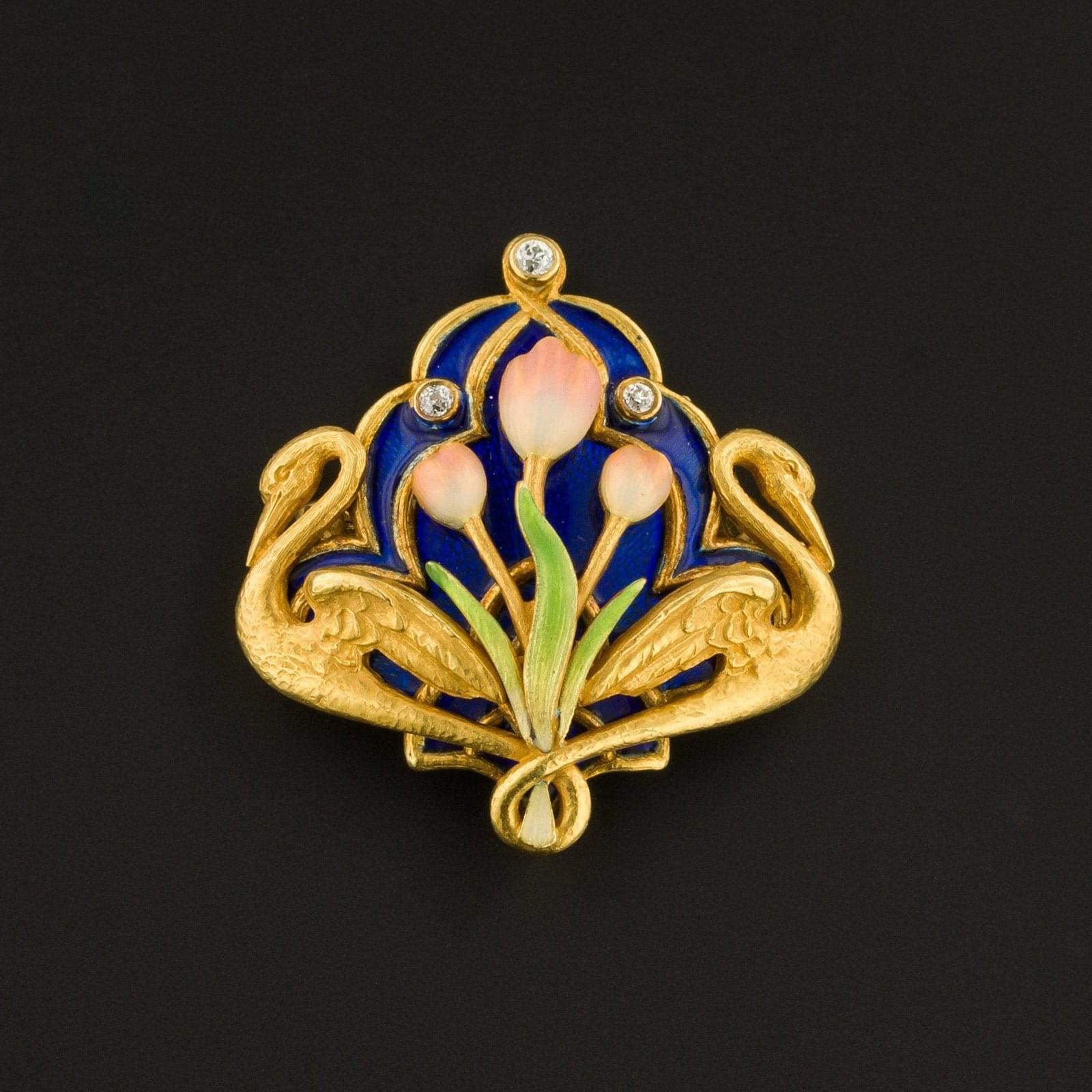 Art Nouveau Brooch | Enamel Brooch - Trademark Antiques