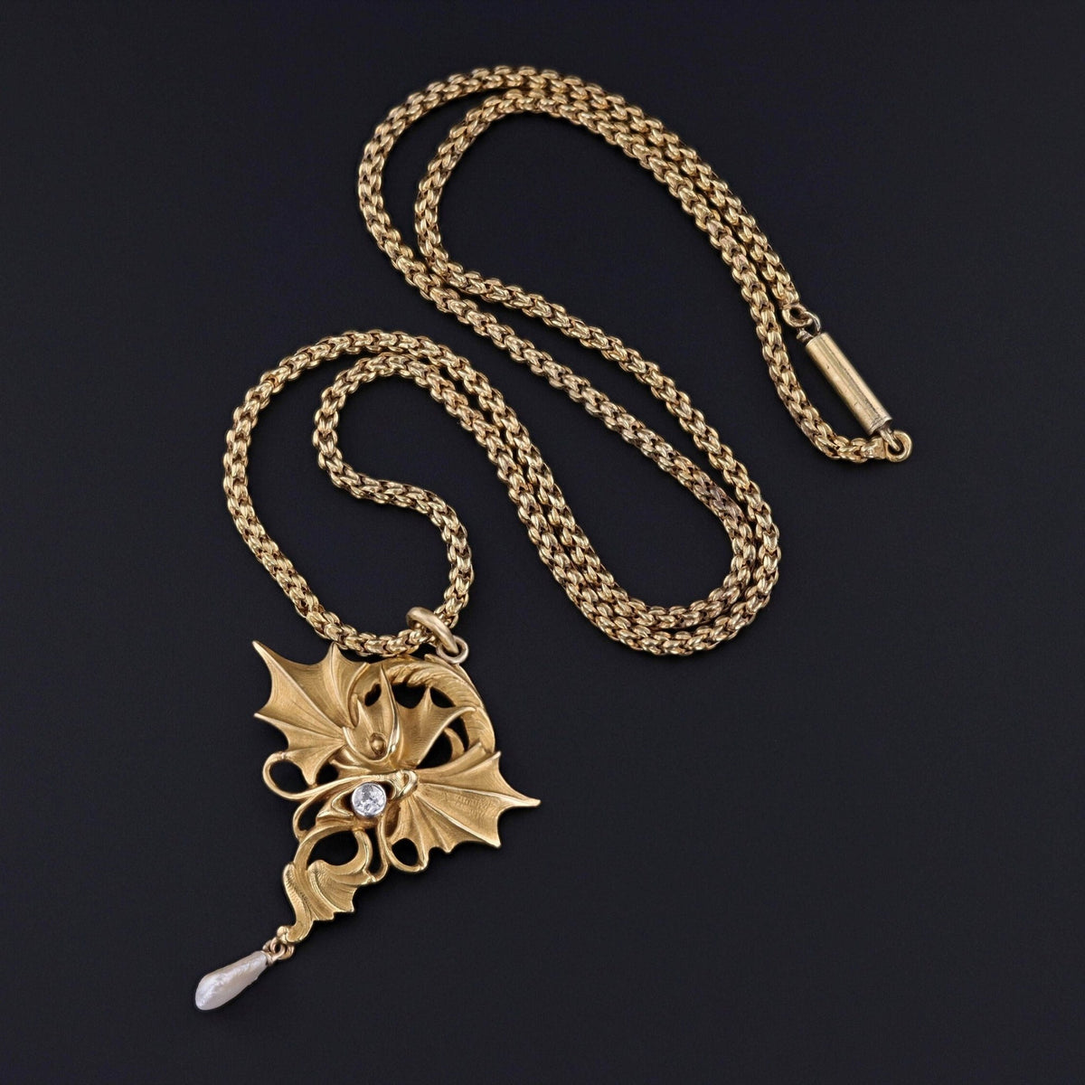 Art Nouveau Dragon Pendant of 18k Gold - Trademark Antiques