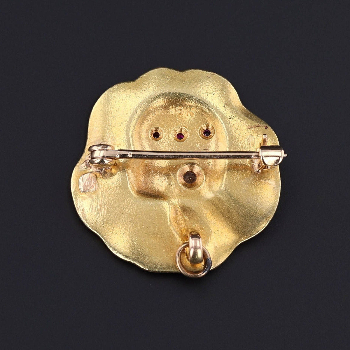Art Nouveau Enamel Woman Brooch of 18k Gold - Trademark Antiques