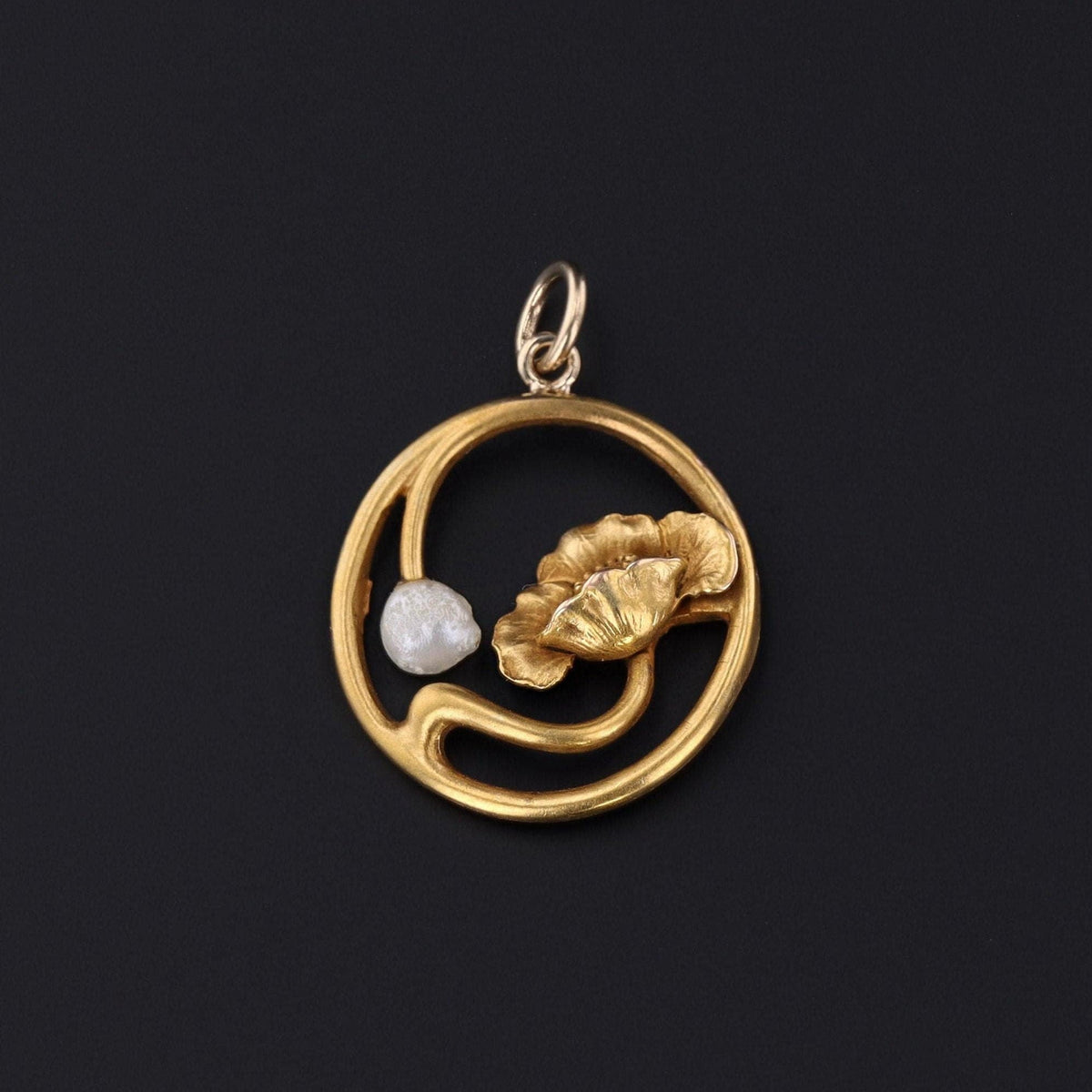 Art Nouveau Flower Pendant | 14k Gold Pendant - Trademark Antiques