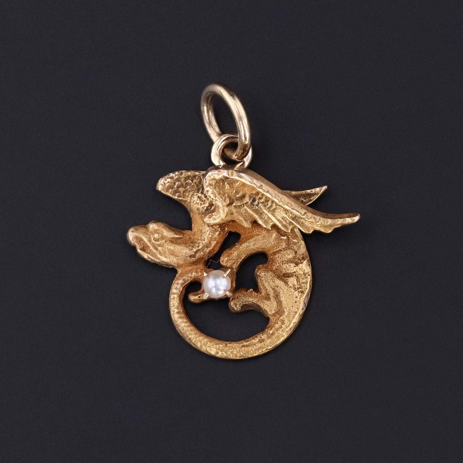 Art Nouveau Griffin Charm | Antique Pin Conversion - Trademark Antiques