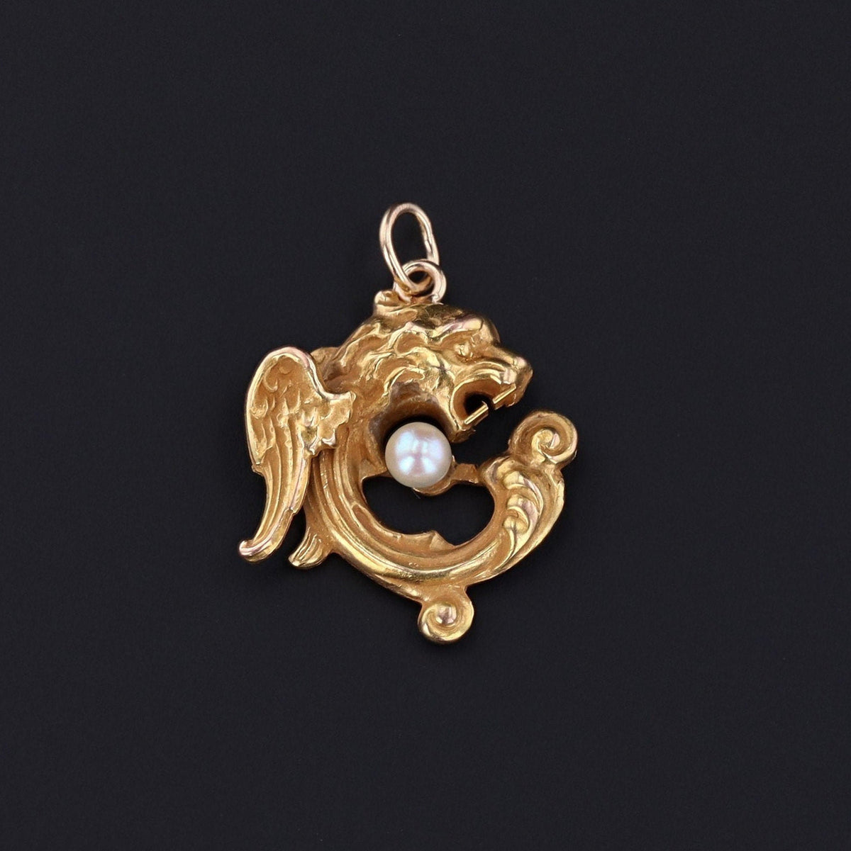 Art Nouveau Griffin Charm | Antique Pin Conversion - Trademark Antiques