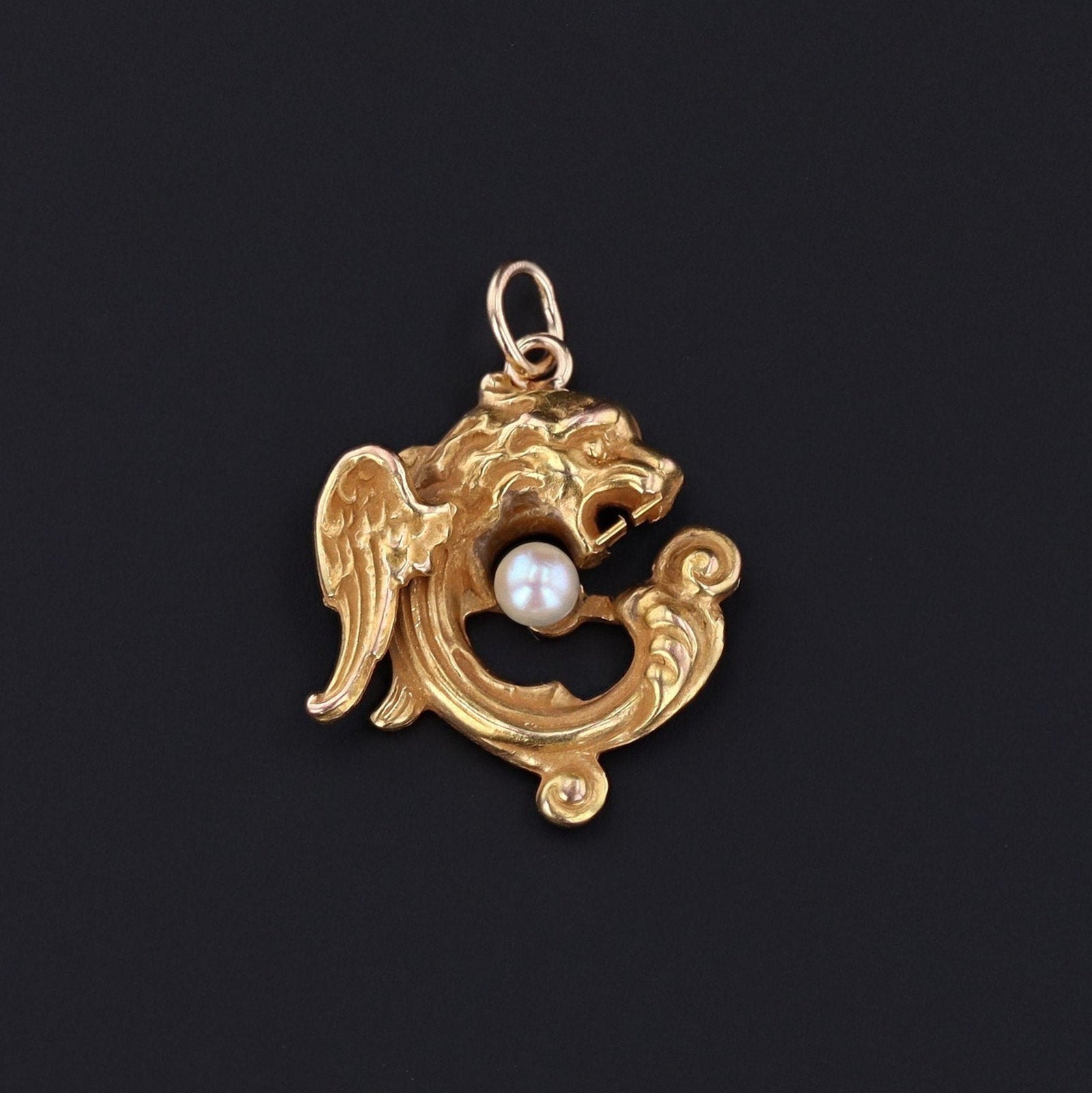 Art Nouveau Griffin Charm | Antique Pin Conversion - Trademark Antiques