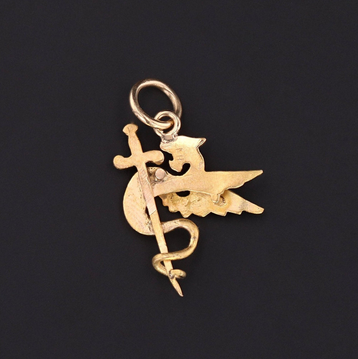 Art Nouveau Griffin Charm | Antique Pin Conversion - Trademark Antiques