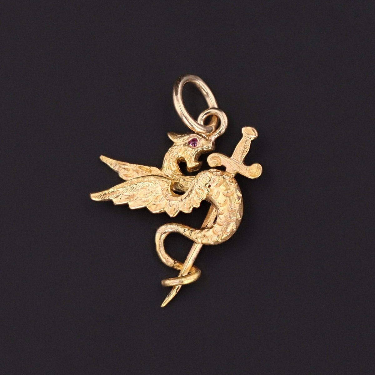 Art Nouveau Griffin Charm | Antique Pin Conversion - Trademark Antiques