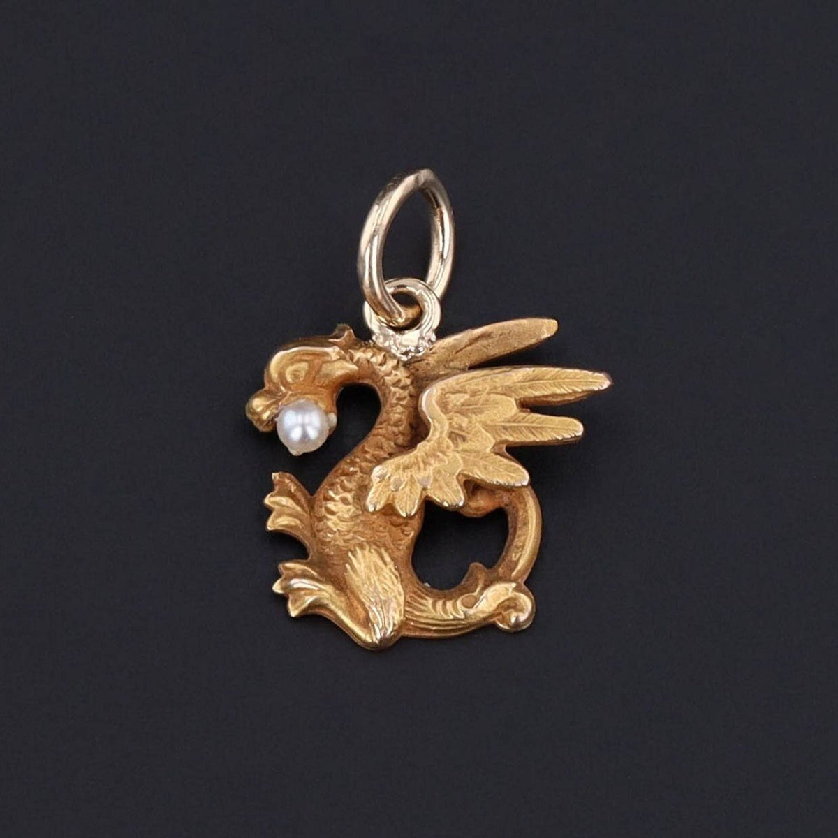 Art Nouveau Griffin Conversion Charm of 14k Gold - Trademark Antiques