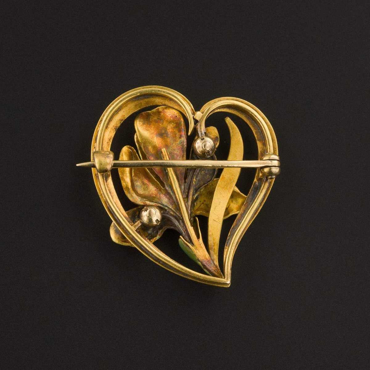 Art Nouveau Iris Brooch | 14k Gold - Trademark Antiques