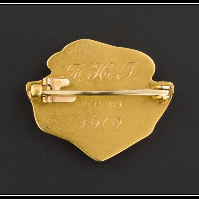 Art Nouveau Iris Pin | 14k Gold Iris Flower Pin - Trademark Antiques