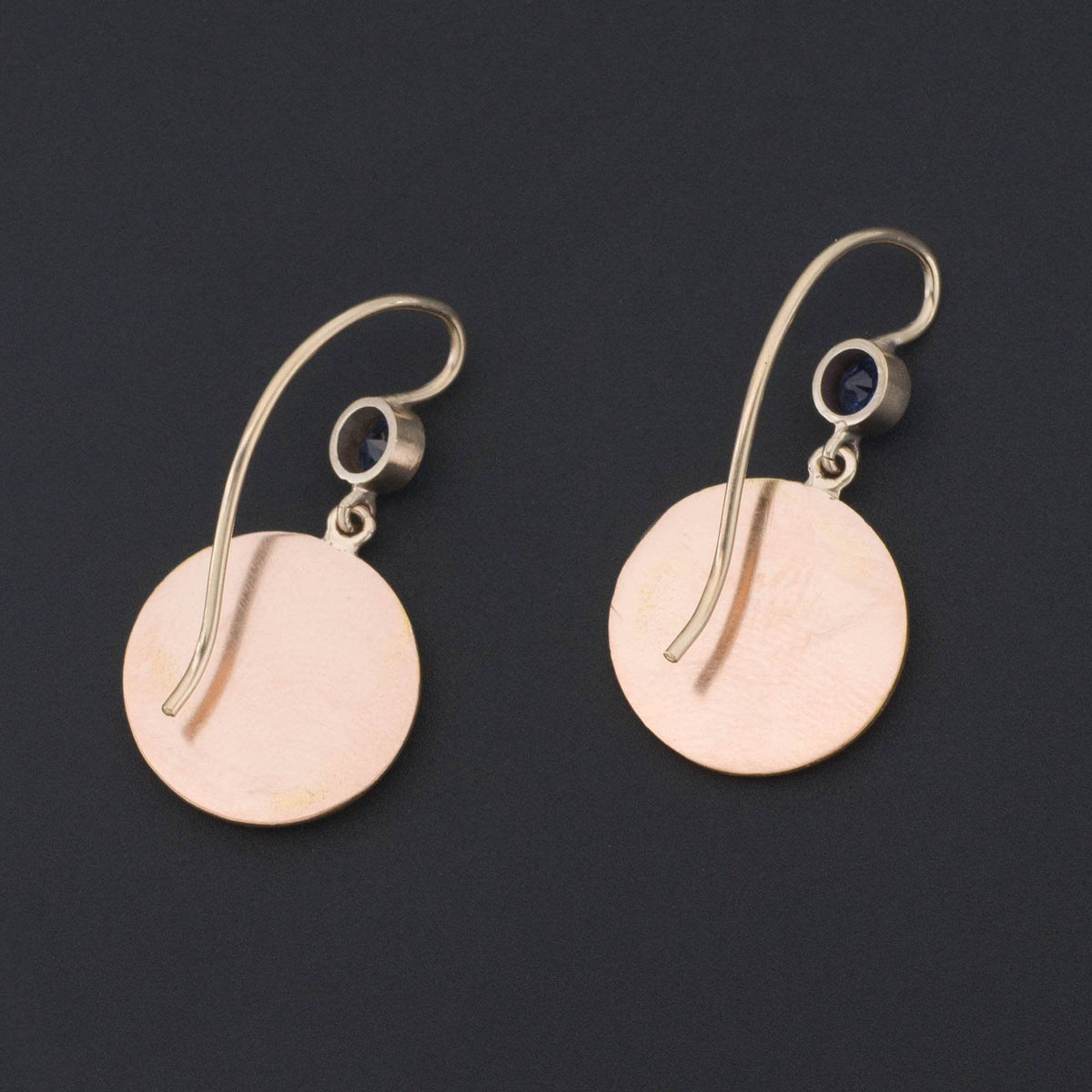 Art Nouveau Lady Earrings | Gold &amp; Sapphire Earrings - Trademark Antiques