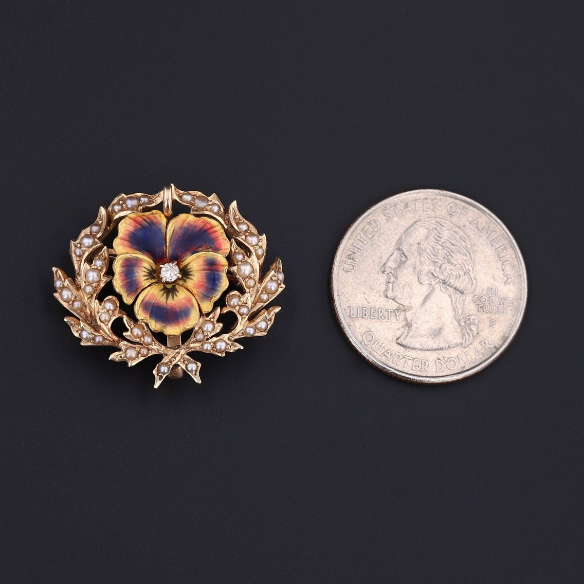 Art Nouveau Pansy Brooch of 14k Gold - Trademark Antiques